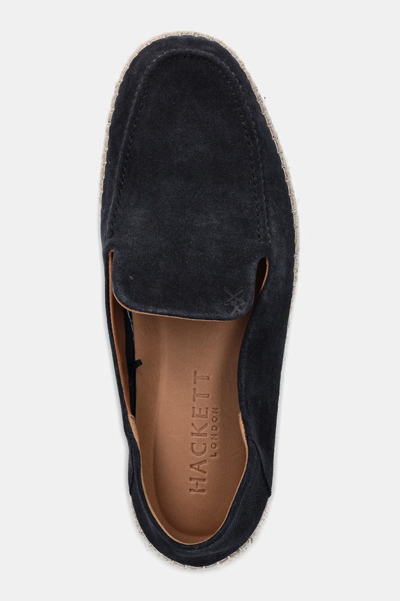 Espadrile od brušene kože Hackett London ALTEA LOAFER mornarsko plava HMS21491