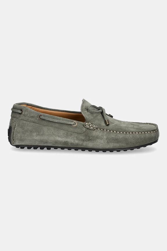Hackett London mokasyny zamszowe DRIVER LACE HMS21484 zielony SS25