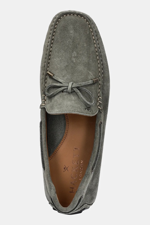 Hackett London mokasyny zamszowe DRIVER LACE zielony HMS21484