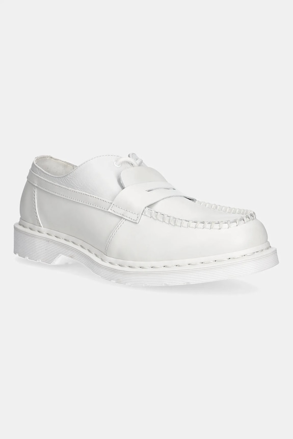 Kožne mokasinke MM6 Maison Margiela x Dr. Martens zrnata koža bijela SH3WR0005.P8031.HB009