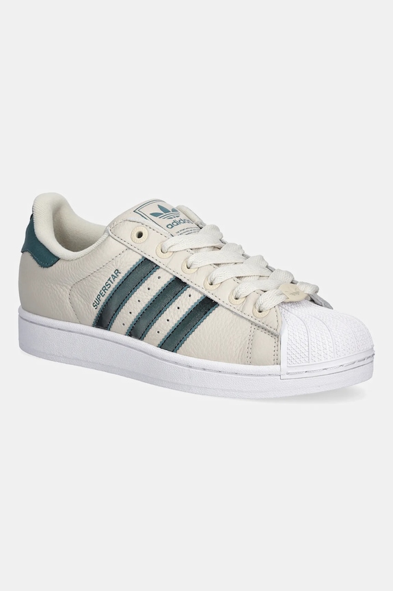 Kožne tenisice adidas Originals Superstar II zrnata koža bež JQ3913