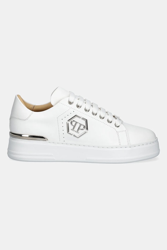 Philipp Plein sneakersy skórzane Nappa Lo-Top Hexagon USC0670.PLE010N.01 biały SS25