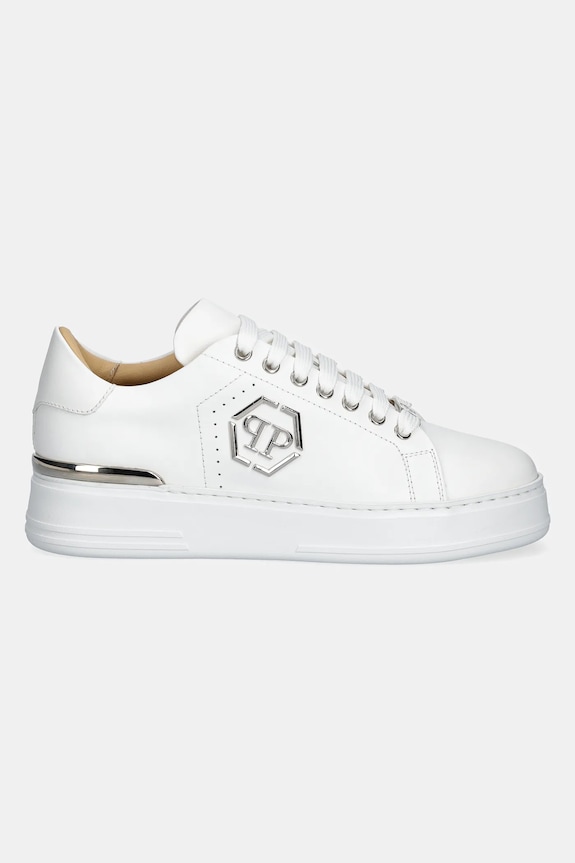 Philipp Plein sneakersy skórzane Nappa Lo-Top Hexagon USC0670.PLE010N.01 biały SS25