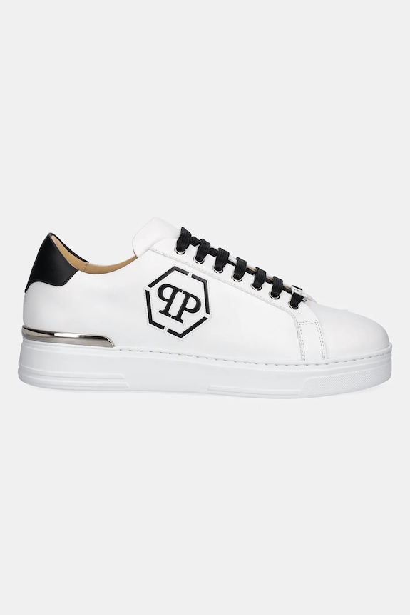 Kožené tenisky Philipp Plein Nappa Lo-Top Hexagon USC0692.PLE075N.02 biela SS25