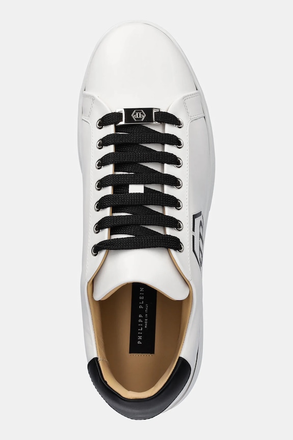 Kožené tenisky Philipp Plein Nappa Lo-Top Hexagon biela USC0692.PLE075N.02