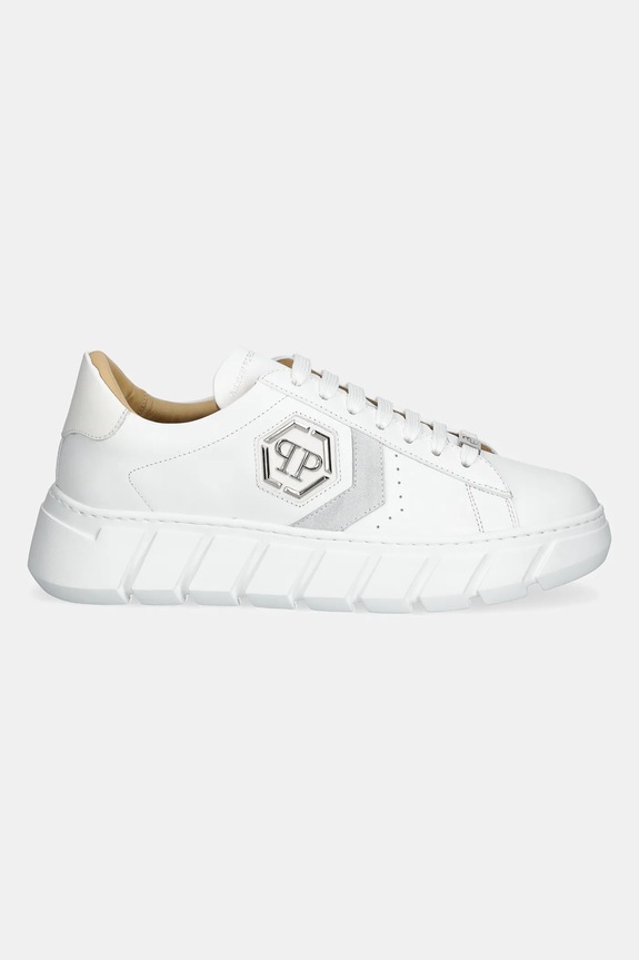 Kožené tenisky Philipp Plein Nappa Lo-Top Hexagon USC0698.PLE075N.01 biela SS25