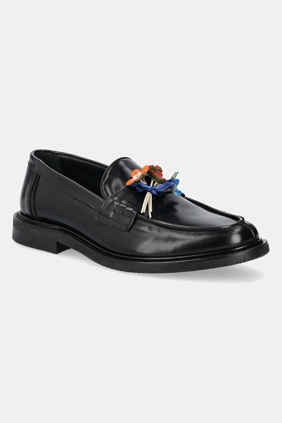 Δερμάτινα μοκασίνια Filling Pieces Loafer Bouquet λείο δέρμα μαύρο 44278131861
