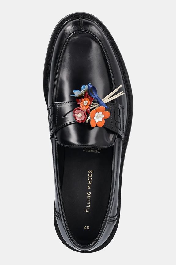 Δερμάτινα μοκασίνια Filling Pieces Loafer Bouquet μαύρο 44278131861