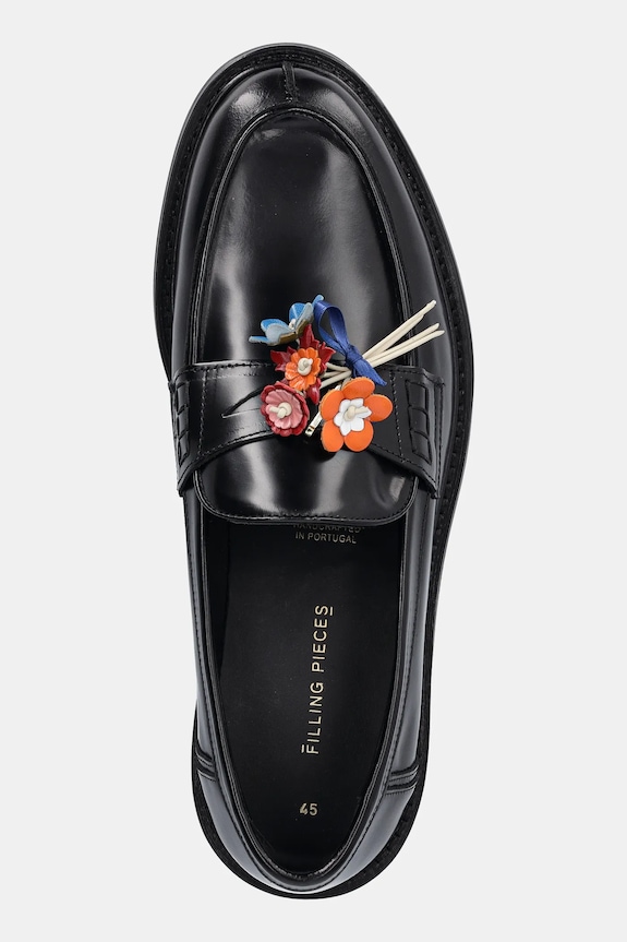Δερμάτινα μοκασίνια Filling Pieces Loafer Bouquet μαύρο 44278131861