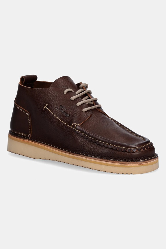 Fracap scarpe in pelle Shoes pelle fiore marrone H146