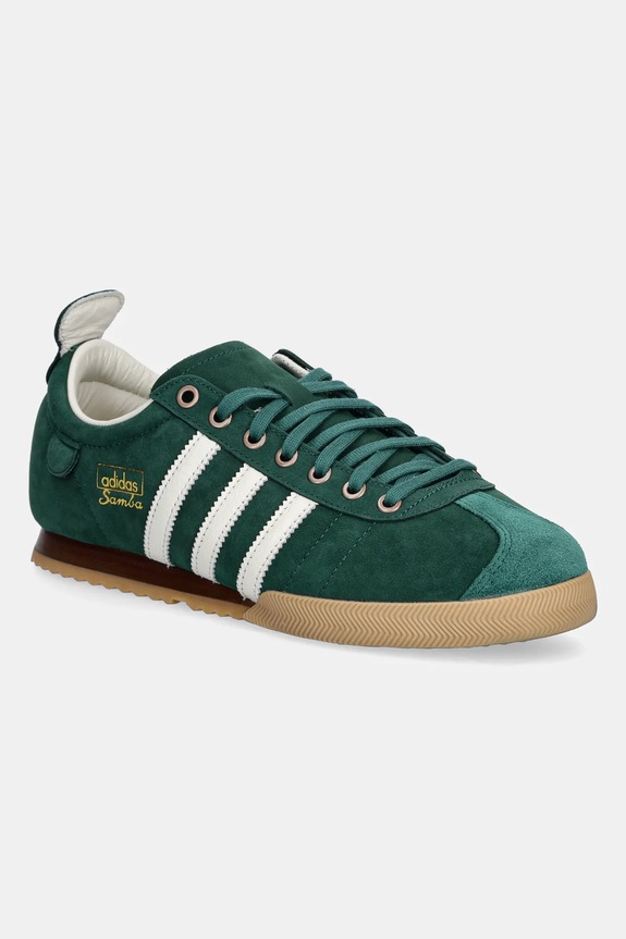 Маратонки от набук adidas Originals Samba равна зелен JI3218