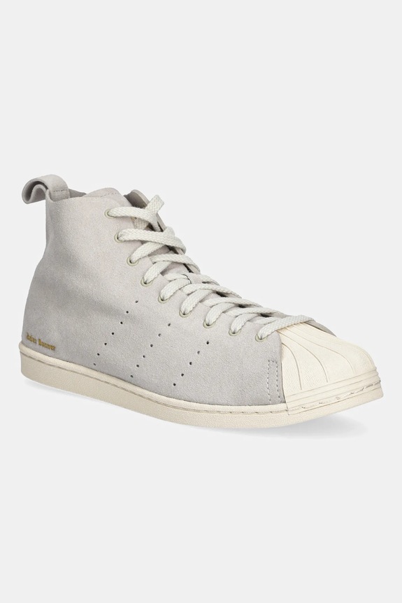 Велурени маратонки adidas Originals x Wales Bonner SupeRStar Hi равна сив JQ7633