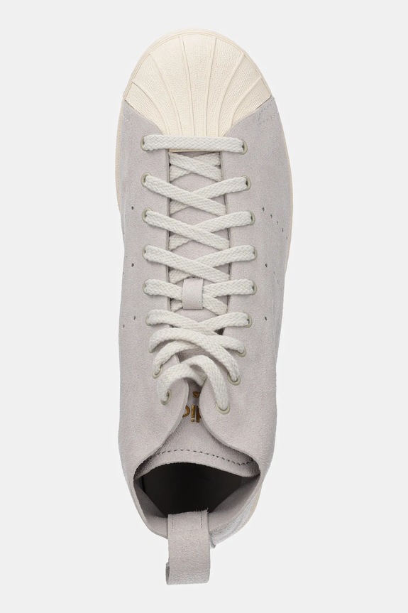 Велурени маратонки adidas Originals x Wales Bonner SupeRStar Hi сив JQ7633