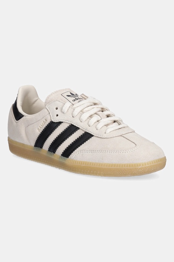 Semišové tenisky adidas Originals Samba OG usňová koža béžová JR2014