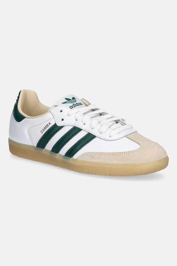 adidas Samba OG Cloud White Collegiate Green Gum pelle fiore bianco JS3831