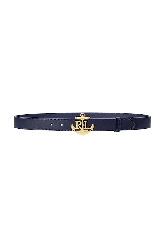 Kožený pásek Lauren Ralph Lauren námořnická modř 412957004