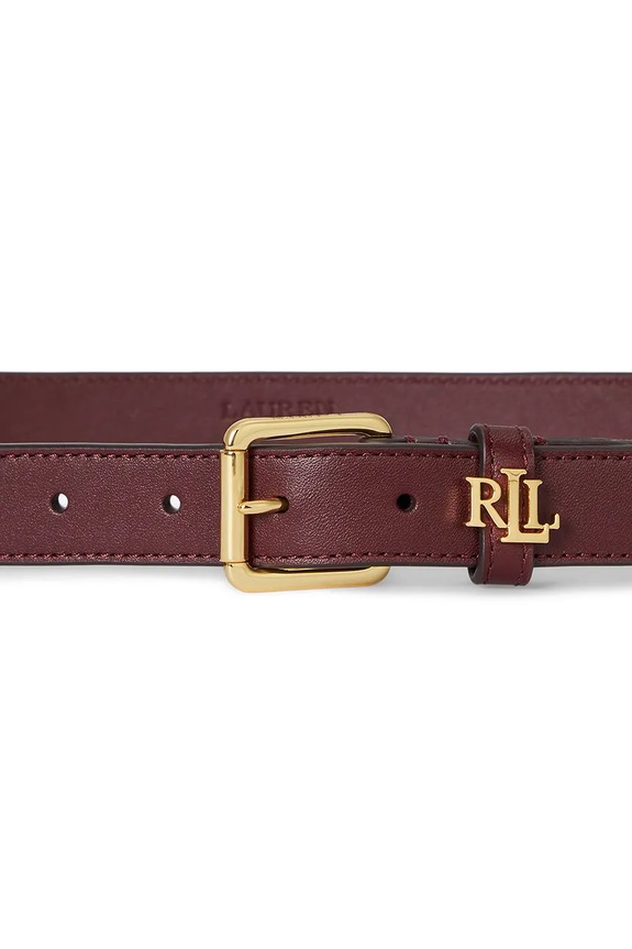 Lauren Ralph Lauren pasek damski skórzany 412968763 bordowy SS26