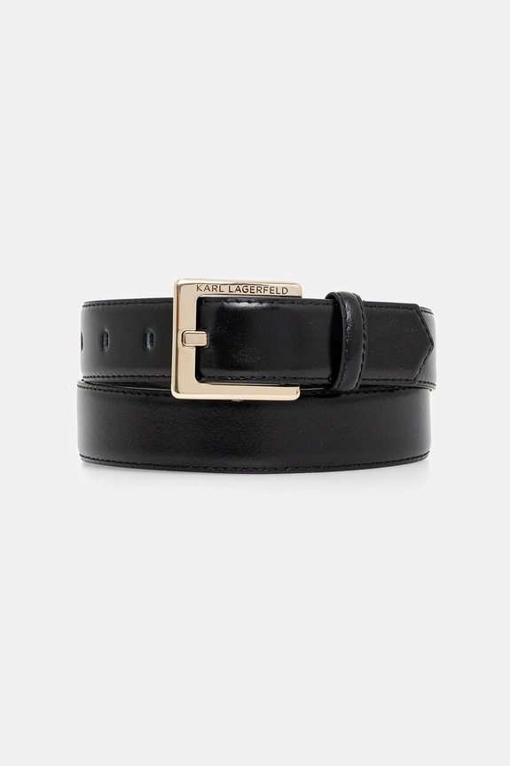 Δερμάτινη ζώνη Karl Lagerfeld μαύρο A1W33147