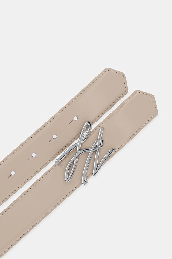 Karl Lagerfeld curea de piele cu două fețe A1W33148 bej SS25