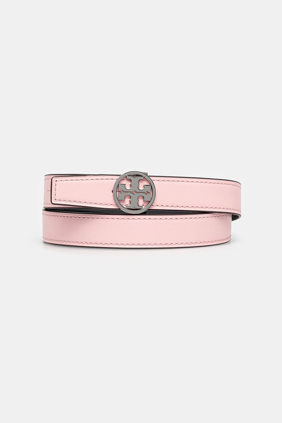 Tory Burch curea de piele cu două fețe Miller Smooth Reversible Planet friendly roz 159072.650