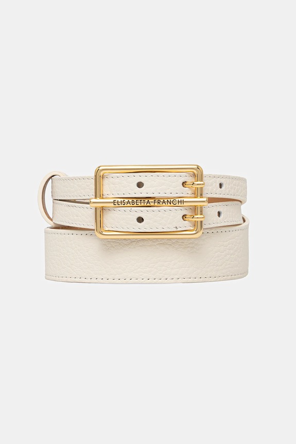 Elisabetta Franchi cintura pelle fiore beige CT32S52E2