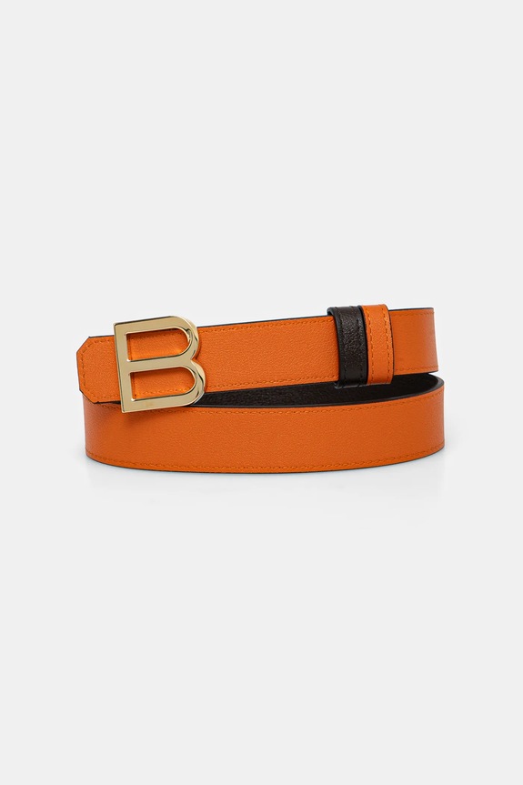 Oboustranný kožený pásek Bally WBG00B oranžová AW25