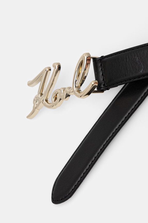 Karl Lagerfeld pasek damski skórzany K/SIGNATURE A1W33205 czarny SS26