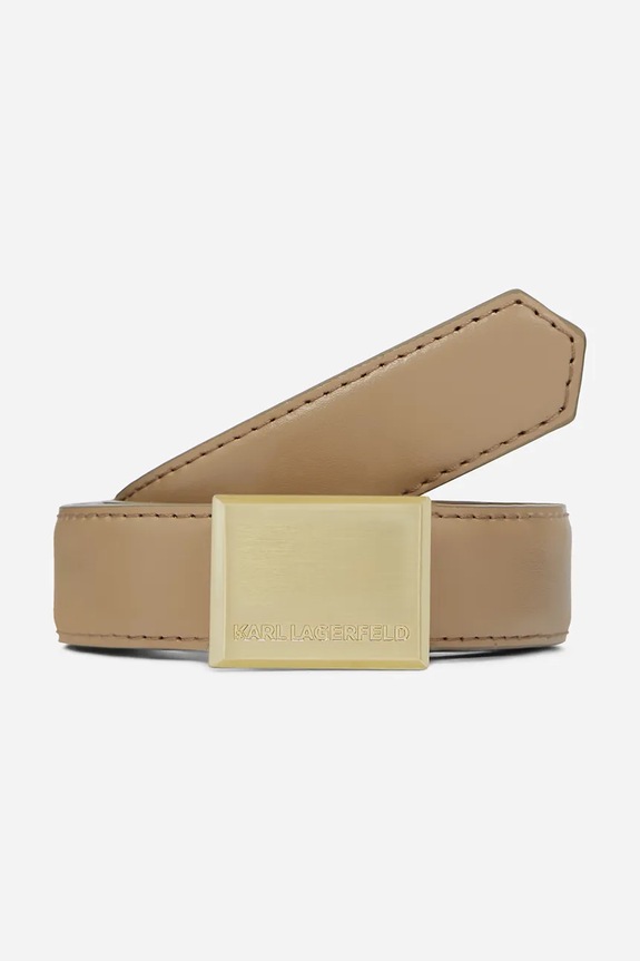 Δερμάτινη ζώνη Karl Lagerfeld μπεζ A2W33051