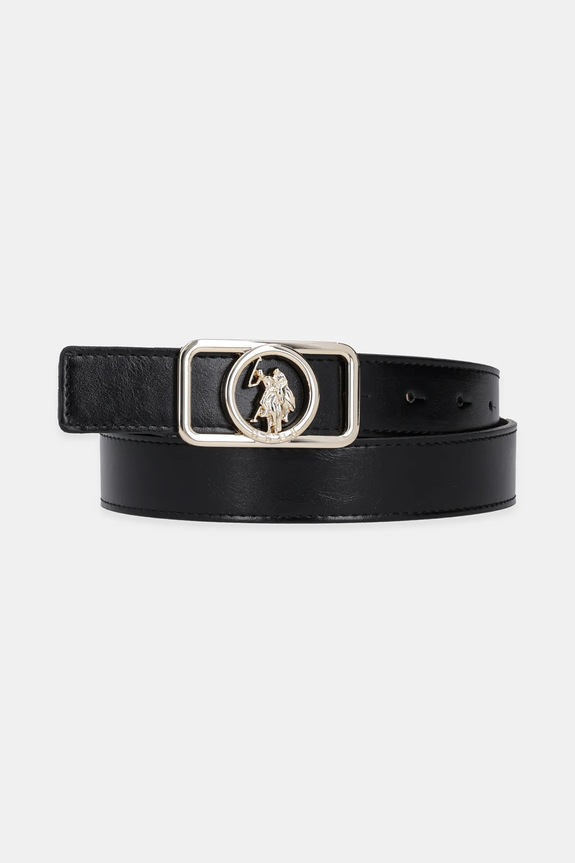 Ζώνη U.S. Polo Assn. Gardena απομίμηση λείου δέρματος μαύρο AEUGC2637WAJ