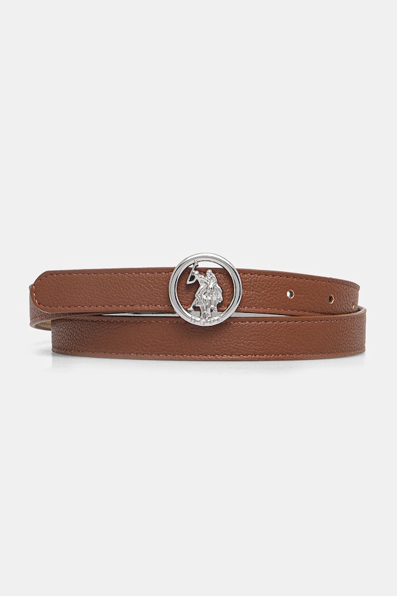 Ζώνη U.S. Polo Assn. Gardena απομίμηση λείου δέρματος καφέ AEUGC2636WB4