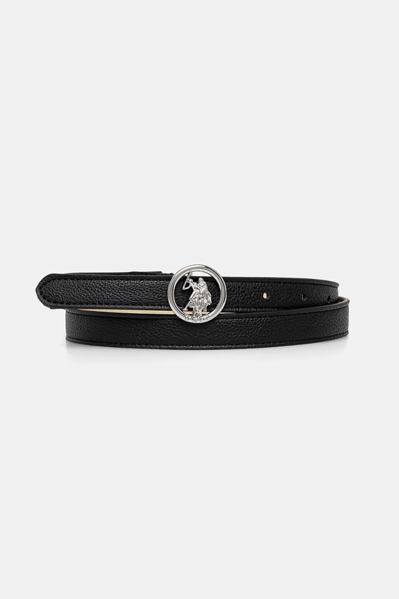 Ζώνη U.S. Polo Assn. Gardena απομίμηση λείου δέρματος μαύρο AEUGC2636WB4