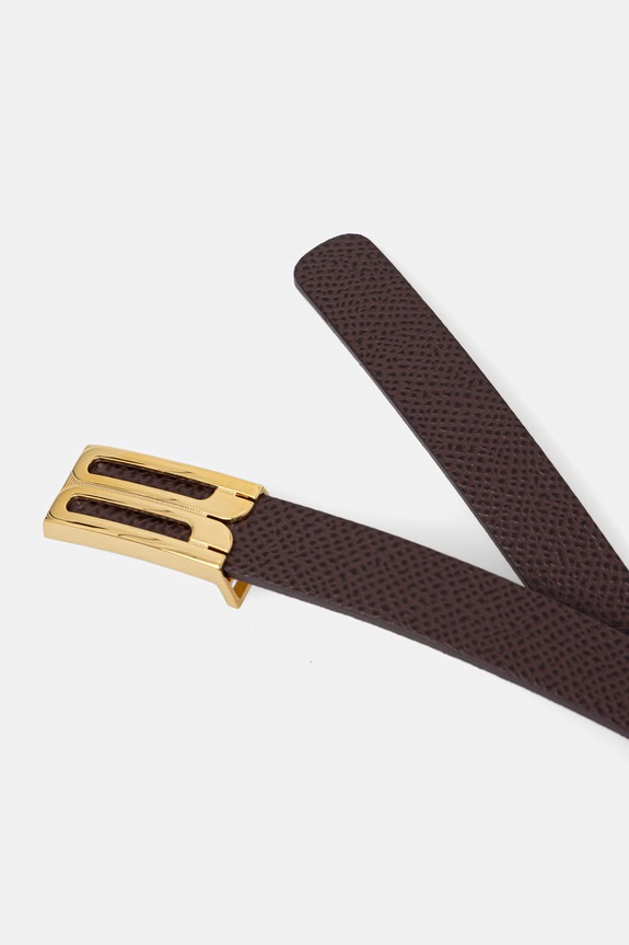 Victoria Beckham pasek damski skórzany 1124ABL006282A bordowy AW25