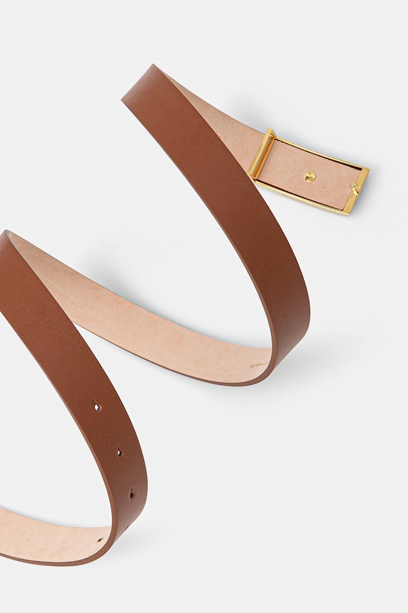 Victoria Beckham pasek skórzany 1324ABL005955A brązowy SS26