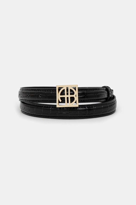 Anine Bing pasek skórzany Monogram Belt czarny A.12.10461