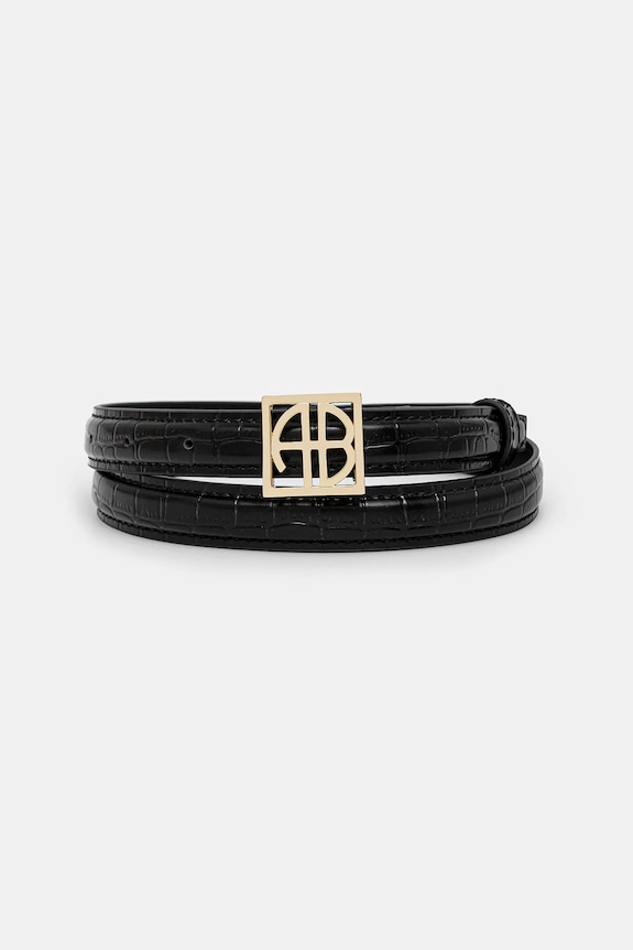 Anine Bing pasek skórzany Monogram Belt czarny A.12.10461