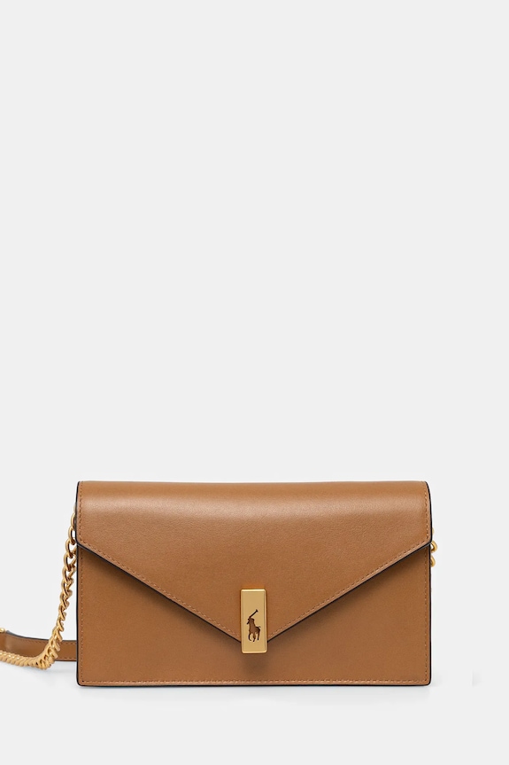 Kožna torba Polo Ralph Lauren bez uzorka bež 427961946