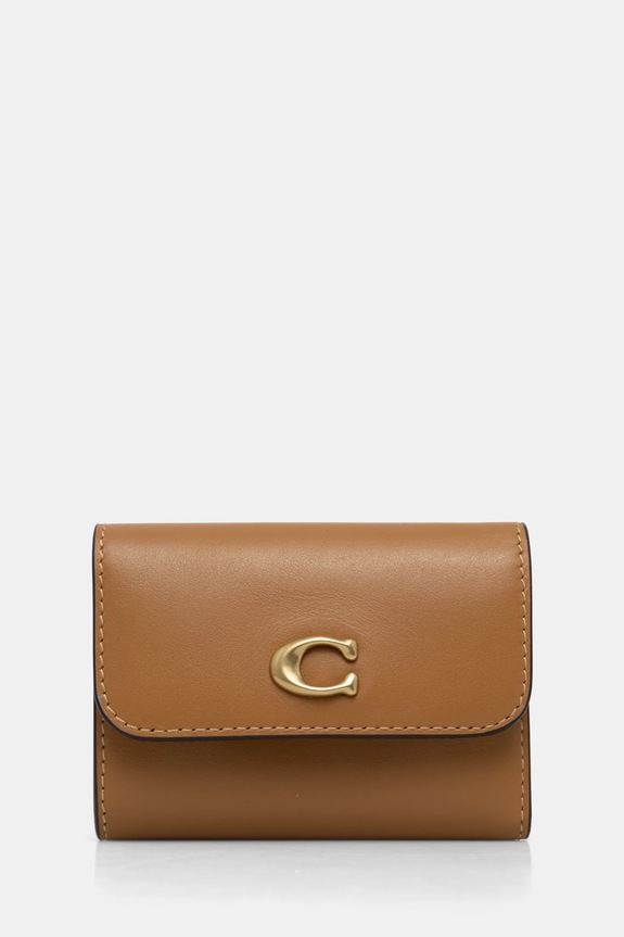 Кожен портфейл Coach гладка кожа бежов CZ111
