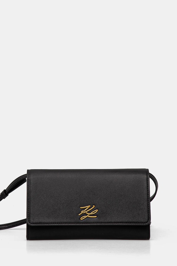 Karl Lagerfeld torebka skórzana skóra licowa czarny A1W32055