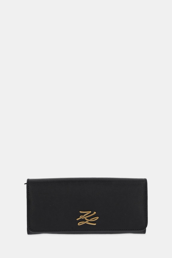 Δερμάτινο πορτοφόλι Karl Lagerfeld λείο δέρμα μαύρο A1W32111