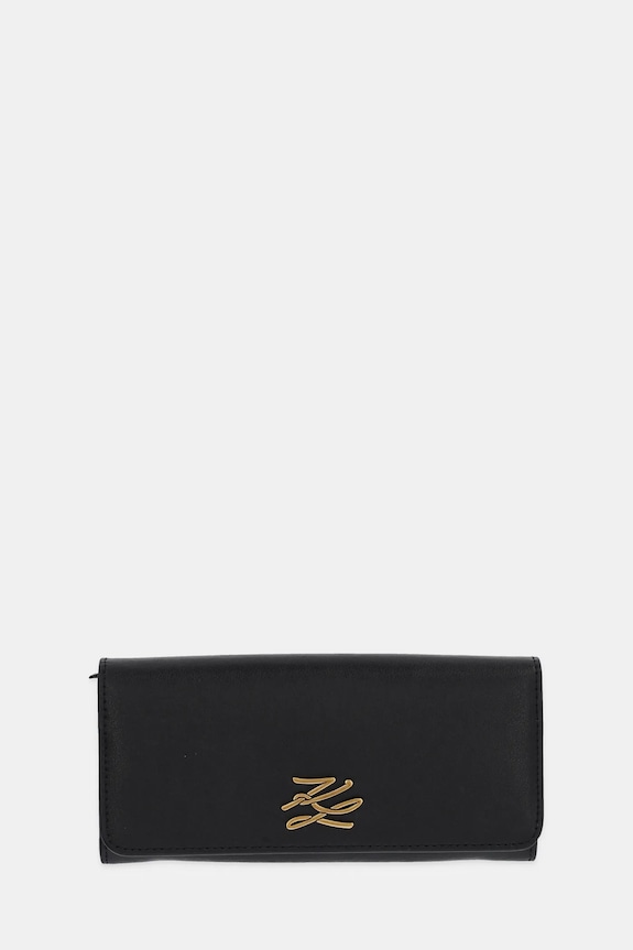 Δερμάτινο πορτοφόλι Karl Lagerfeld λείο δέρμα μαύρο A1W32111