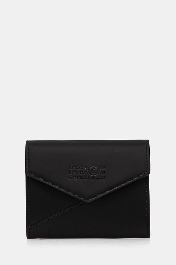 Δερμάτινο πορτοφόλι MM6 Maison Margiela λείο δέρμα μαύρο SA5UI0010.P7183