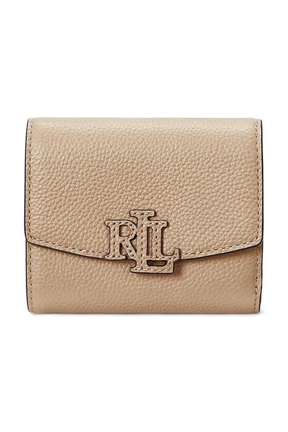 Lauren Ralph Lauren portfel skórzany skóra licowa beżowy 432966782