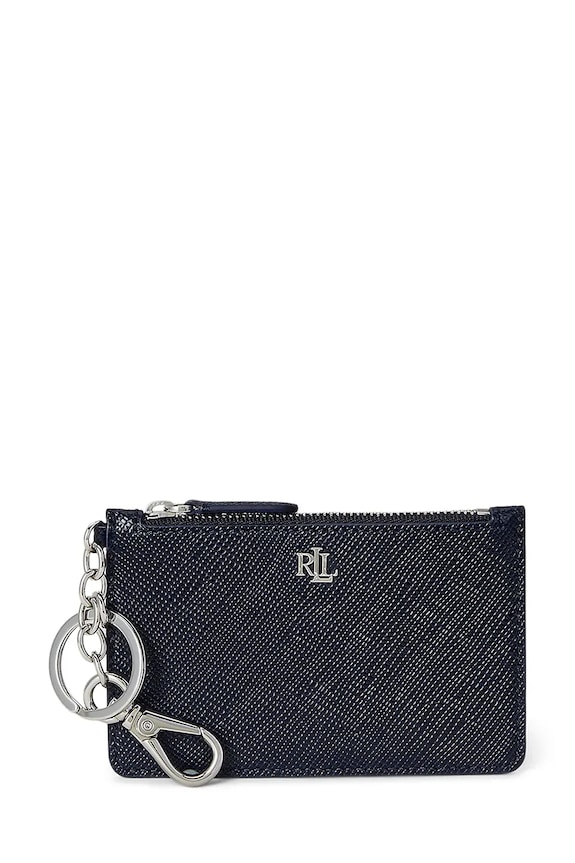 Kožni novčanik Lauren Ralph Lauren bez uzorka mornarsko plava 432966789
