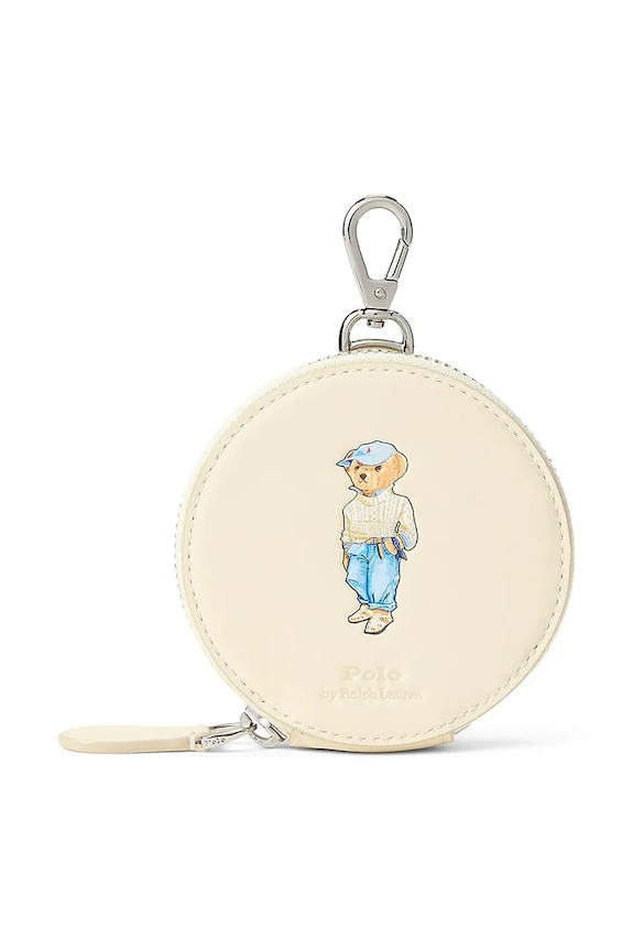 Polo Ralph Lauren leather key ring small print beige 427967719