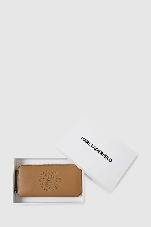 Kožni novčanik Karl Lagerfeld K/CIRCLE smeđa A2W32034