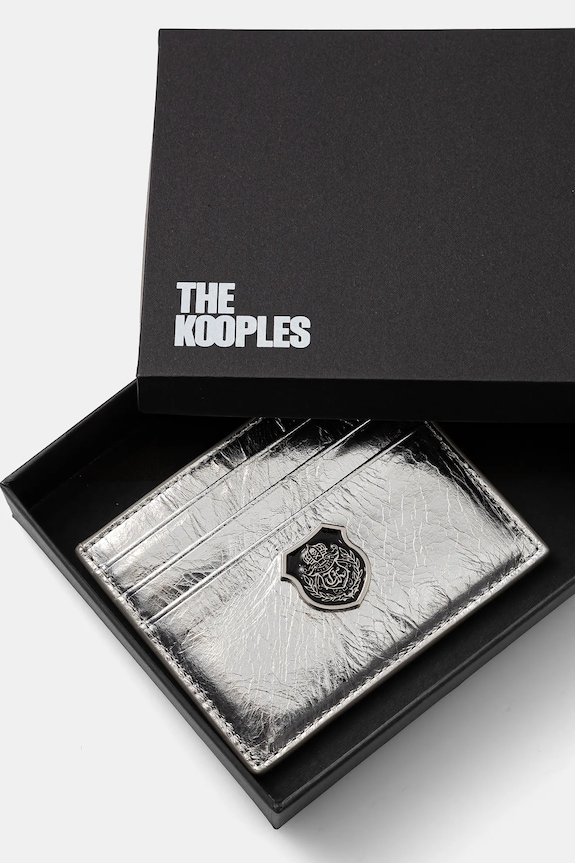 Аксесуари Шкіряний чохол на банківські карти The Kooples AFPM30000K срібний