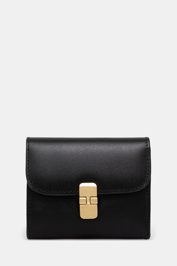 A.P.C. leather wallet Compact Grace grain leather black PXBMW.F63603