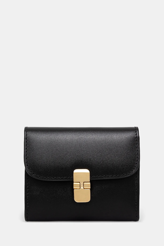 A.P.C. leather wallet Compact Grace grain leather black PXBMW.F63603