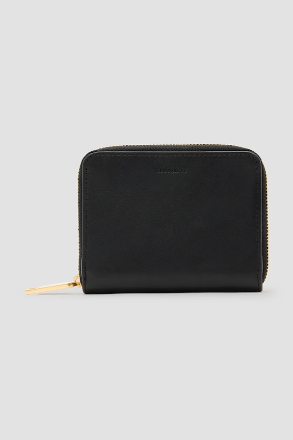 AllSaints bőr pénztárca LENA HEX sima fekete W130XC