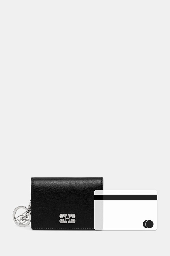 GANNI portfel Flap Card Holder Strass A6395 czarny